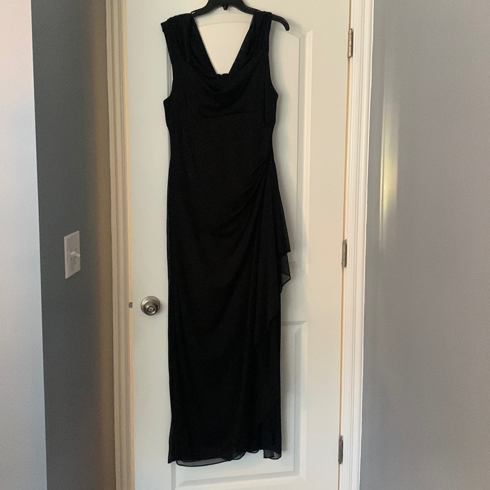 Womens Jackie Jon 2 Layer Long Black Dress Size 16